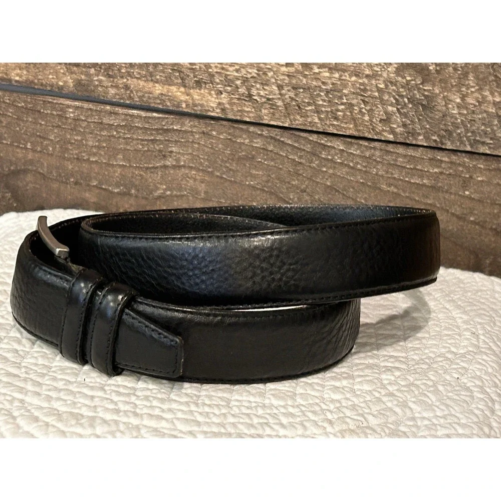 Vera Pelle Belt Black Suede Leather Silver Buckle Made In‎ Italy Unisex
